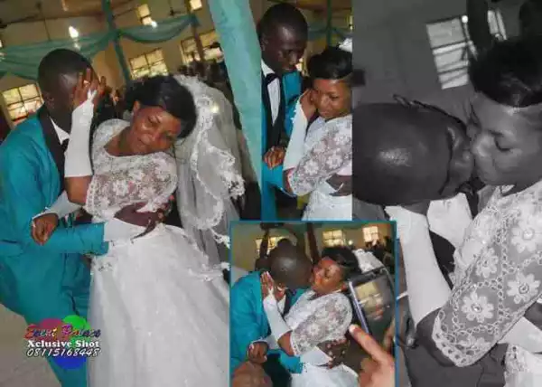 See What A Shy Bride Did When The Groom Tried Kissing Her At The Altar (Photo)